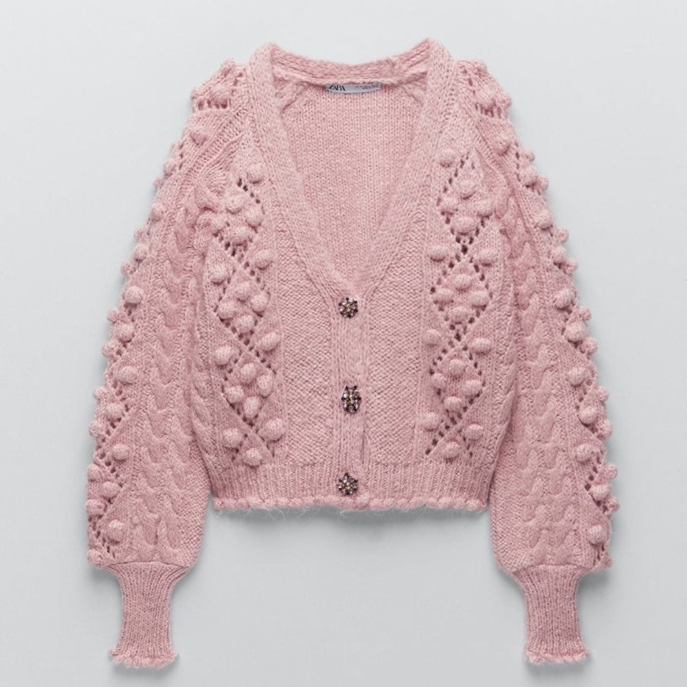 Zara Jeweled Button Cardigan